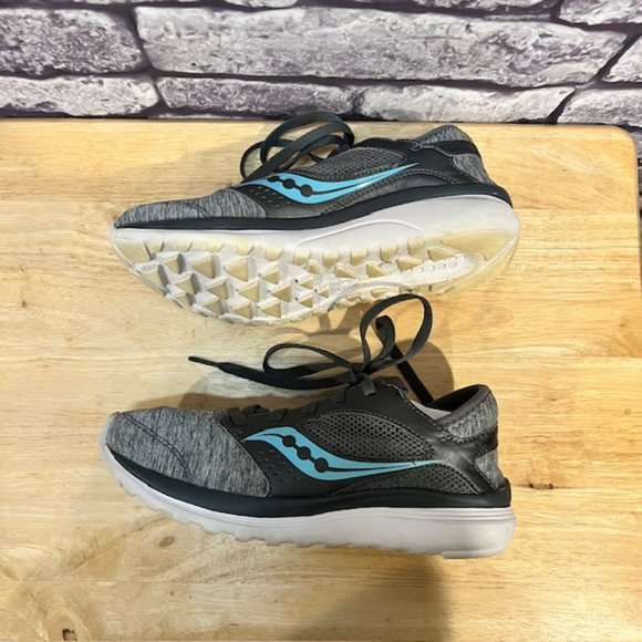 Saucony Gray & Black Heathered Lace Up Sneakers Size 7 - Picture 5 of 8